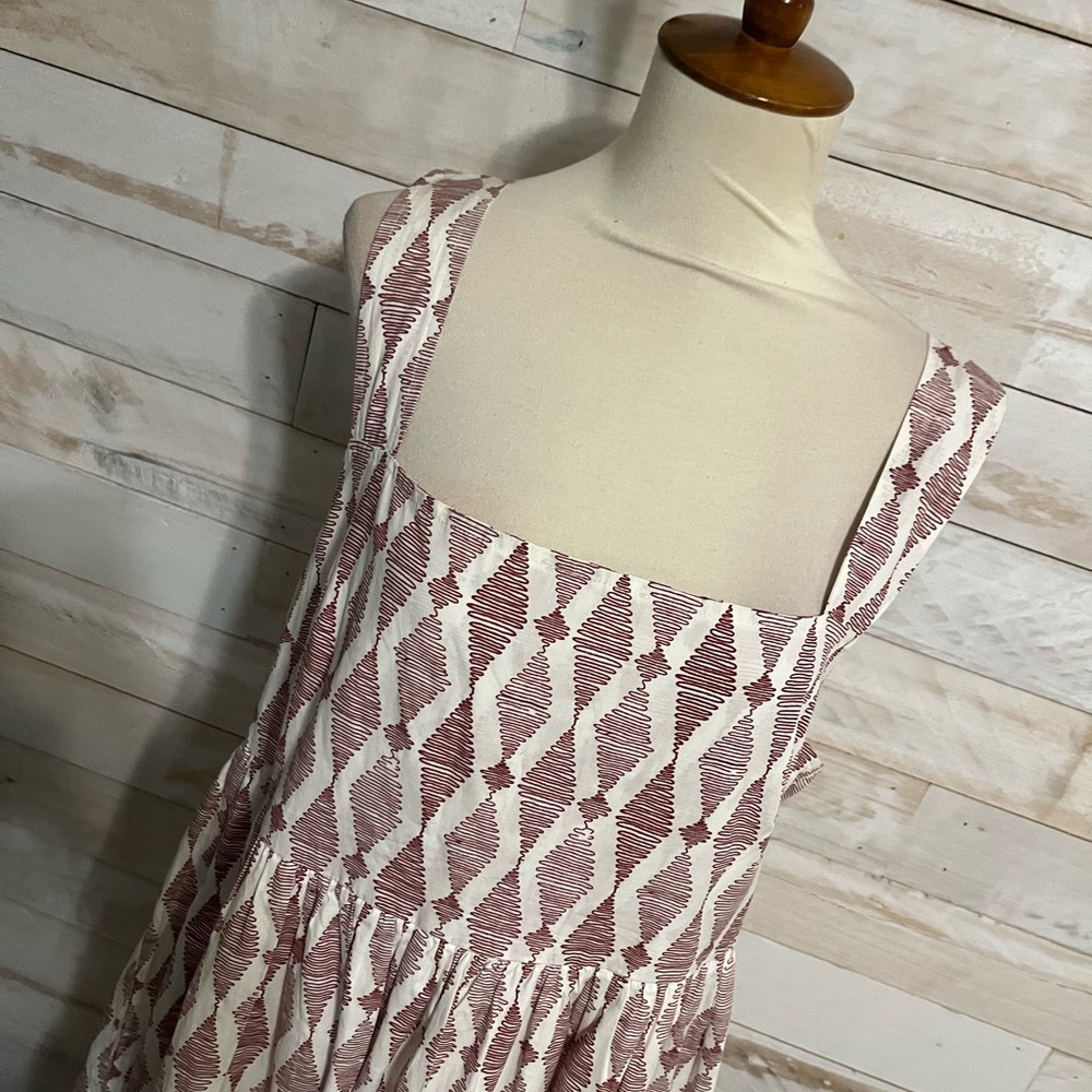 Anthropologie Pink Patterned Tiered Midi Dress - Picture 9 of 11